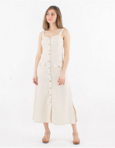 Basic long dress with linen buttons