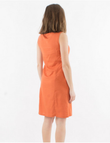 Robe basique courte sans manches à larges bretelles pour femme uni rouille