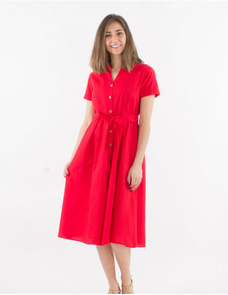 Elegant mid length dress short sleeves