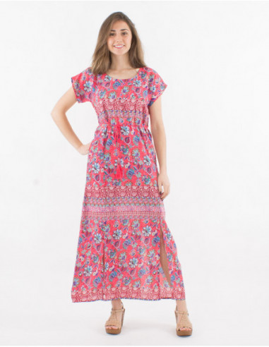 Bohemian floral slit maxi dress