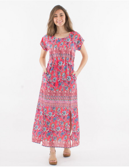 Bohemian floral slit maxi dress