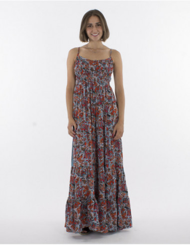 Hippie chic smocked long dress