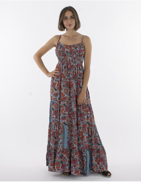 Hippie chic smocked long dress