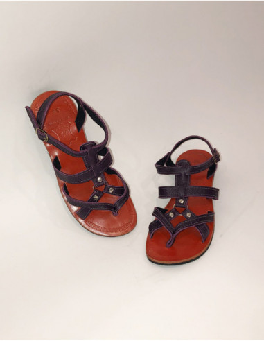 Sandales femme à lanières dessus cuir