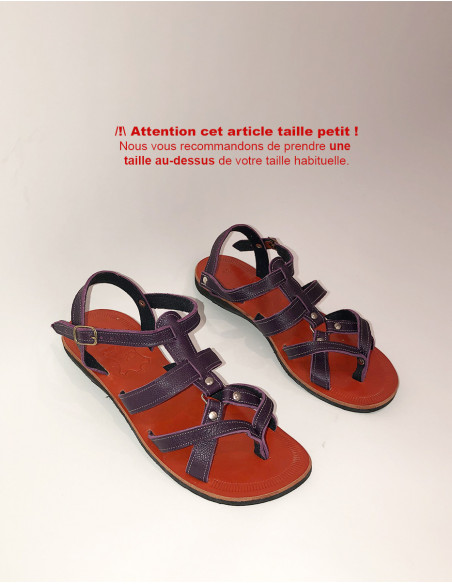 Chaussures ouvertes d'été pour femme en cuir écologique mauve