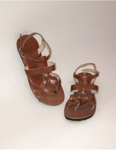 Sandales en cuir d'été pour femme couleur marron