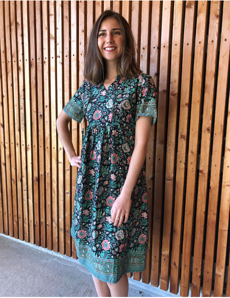 Robe courte originale d'été avec pompons