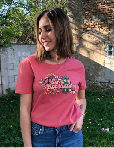 T-shirt coton motif bohème Love Not War