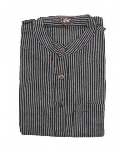 Chemise homme en coton népalais rayé rouge