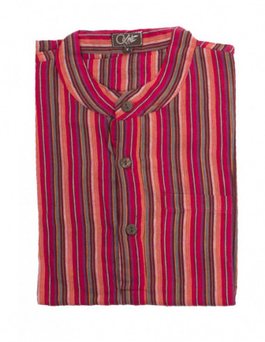 Chemise homme coton népalais avec rayures rouge