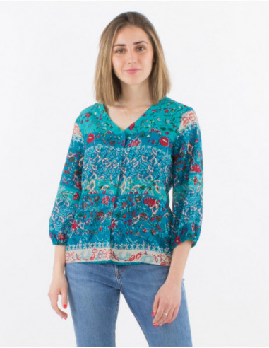 Romantic floral patchwork shirt
