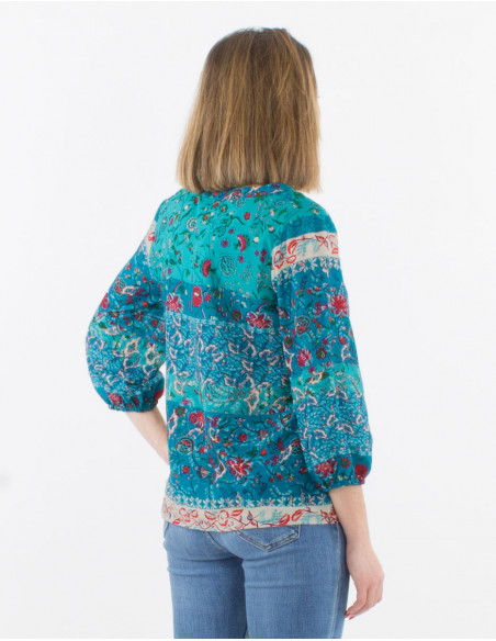 Romantic floral patchwork shirt