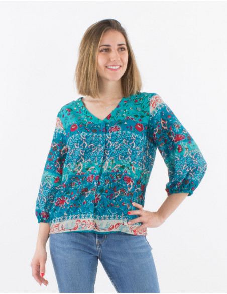Romantic floral patchwork shirt