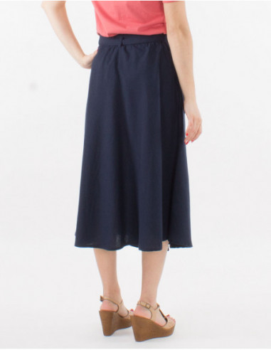 Long vintage buttoned skirt with linen