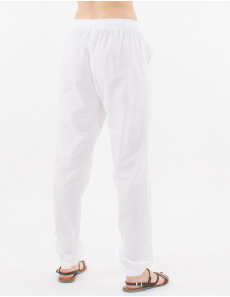 Basic plain cotton pants with pockets