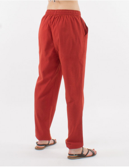 Basic plain cotton pants with pockets