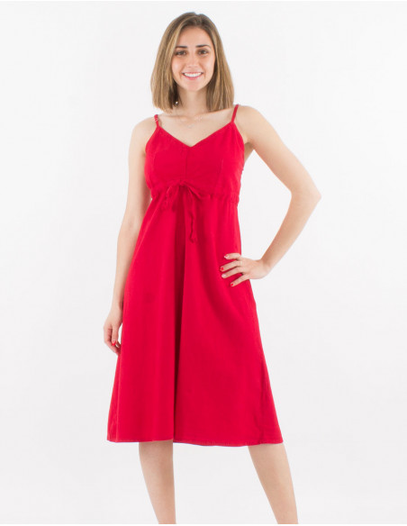 Basic short dress in plain cotton
