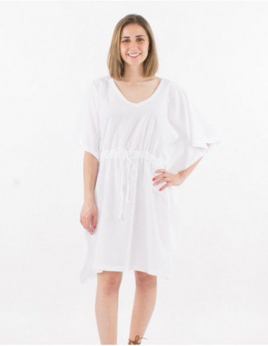 Tunique unie style kaftan en coton