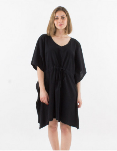 Tunique unie style kaftan en coton