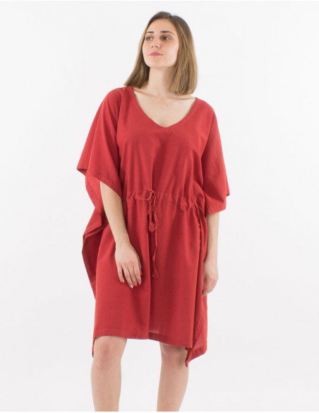 Tunique unie style kaftan en coton