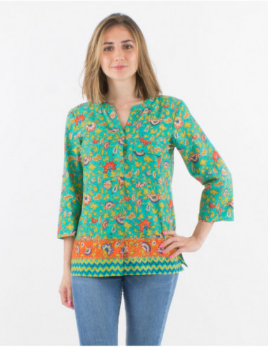 Original floral shirt with 3/4 sleeves