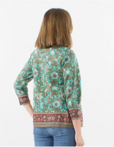 Floral bohemian pleated shirt