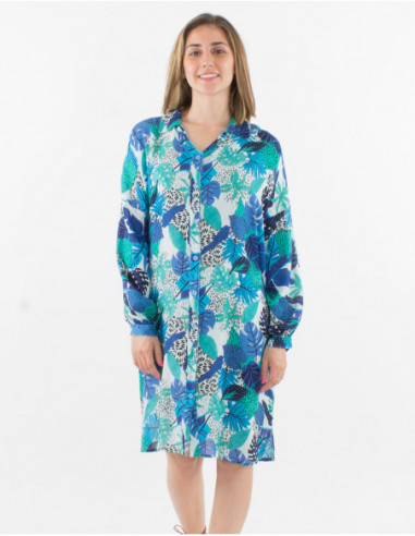 Short shirt dress with colorful print