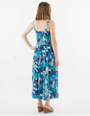Long ethnic colored smocked dress
