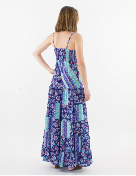 Long dress with original straps flowers