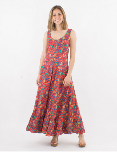 Floral gipsy long dress with ruffles
