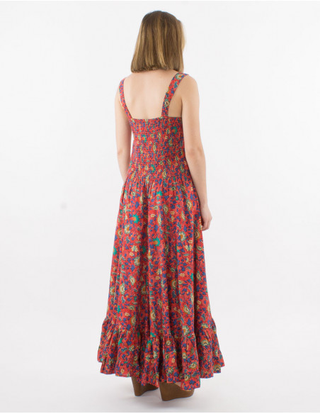 Floral gipsy long dress with ruffles