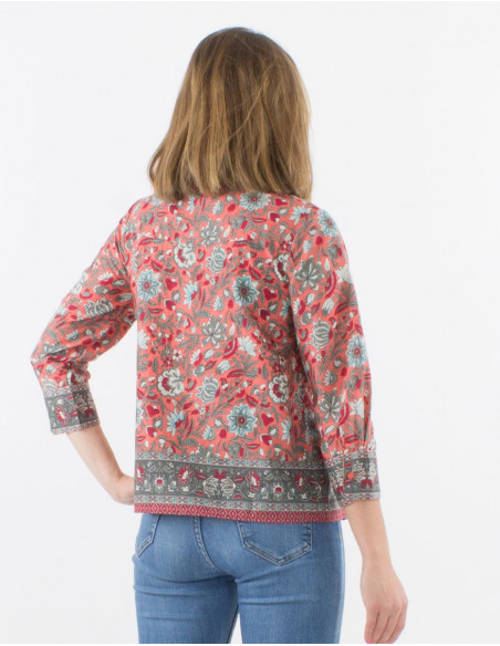 Floral bohemian pleated shirt