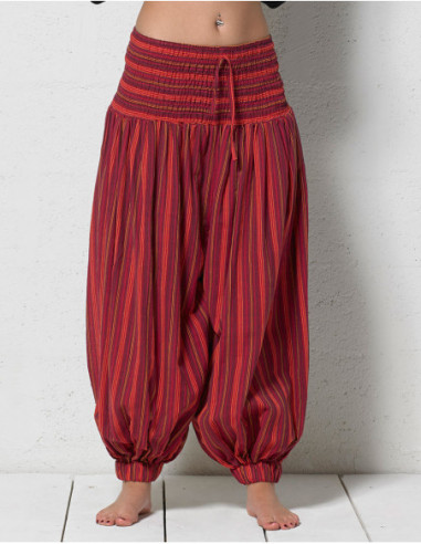 Pantalon sarouel ethnique rayé