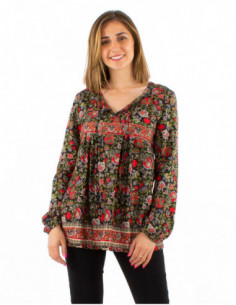 Satin blouse boho chic floral