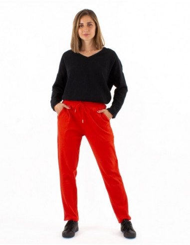 Pantalon style jogger tissu doux  rouille pour l'hiver pour femme