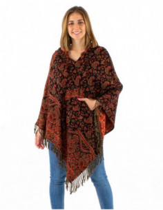 Poncho original femme asymétrique à franges