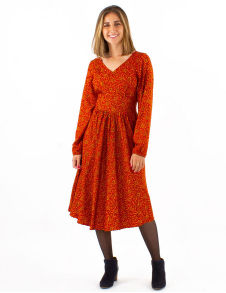 Robe midi chic à imprimé ethnique coloré