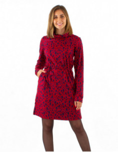 Robe pull col roulé chic pour cet hiver avec imprimé bohème petites fleurs