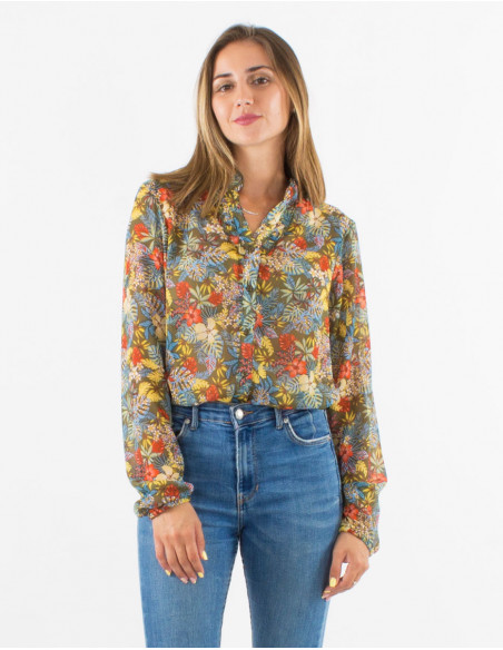 Transparent boho floral shirt