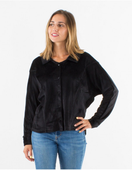 Oversized velvet button down shirt