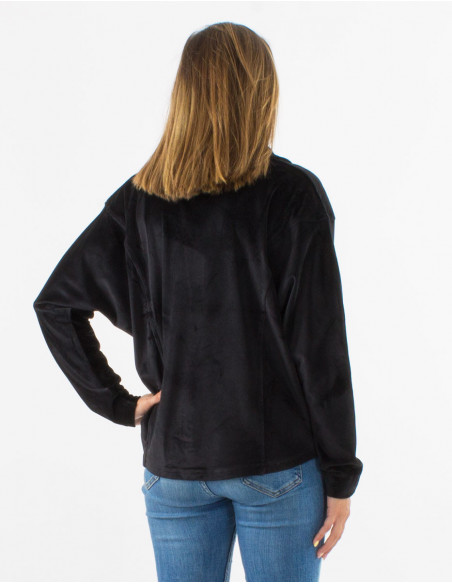 Oversized velvet button down shirt