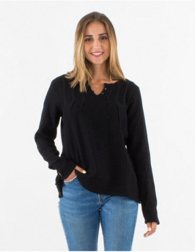 Blouse femme d'hiver en gaze de coton chic