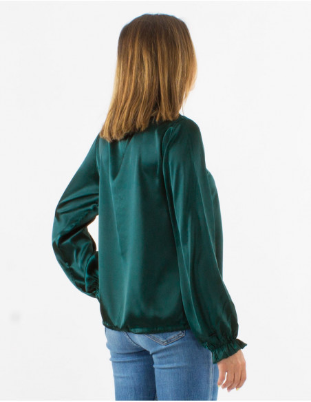 Chic satin blouse with ruffles