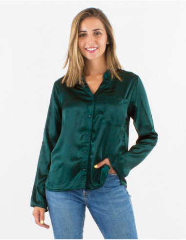 Chemise féminine basique satinée