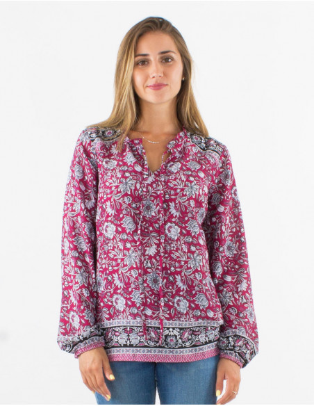 Blouse fluide boh me fleurie