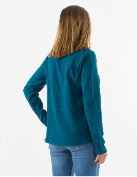 Gathered blouse in cotton gauze