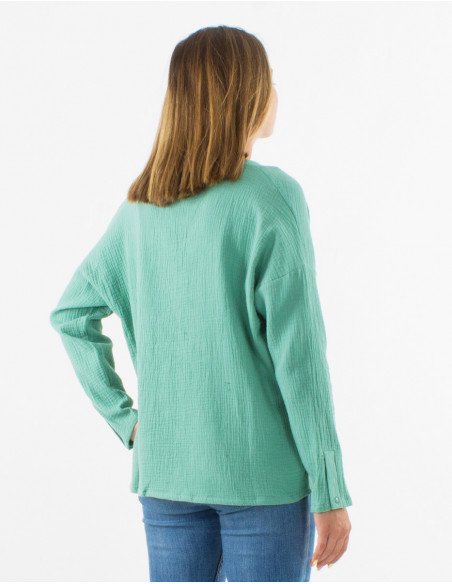 Basic loose blouse in cotton gauze