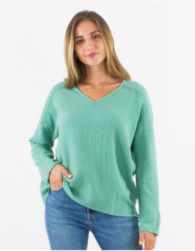 Basic loose blouse in cotton gauze