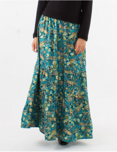 Bohemian long skirt with gold print