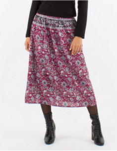 Jupe midi romantique avec imprimé fleuri coloré 2